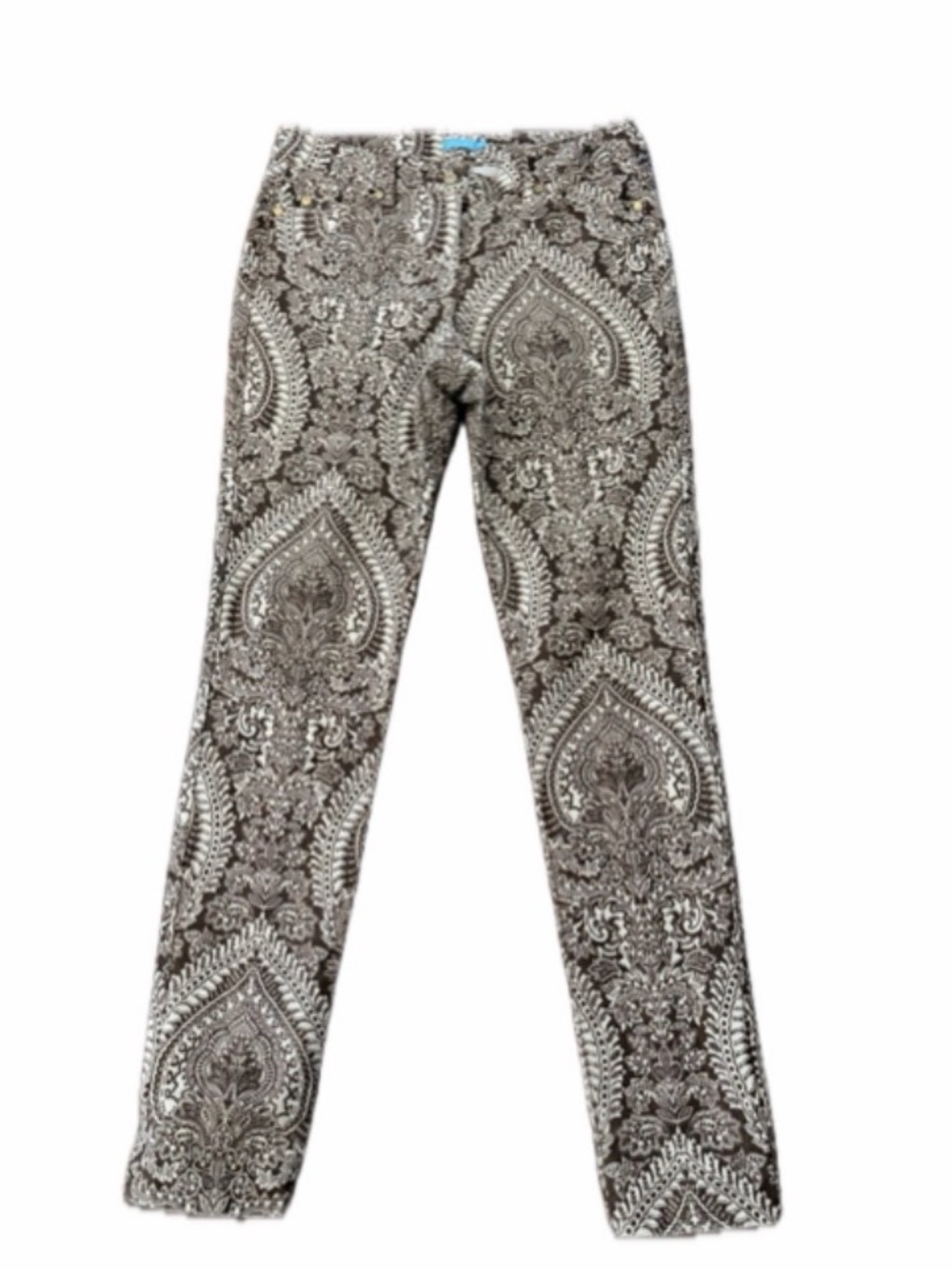 J. McLaughlin Lexi Brown/Off-White Mega Ravi Paisley Boho Print Pant Jeans Sz 12 - Picture 6 of 17